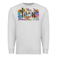 Dove Grey she is strong proverbs 31 25 Premium Sweatshirt - Zillion Design Studio