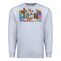 Heather Grey she is strong proverbs 31 25 Premium Sweatshirt - Zillion Design Studio