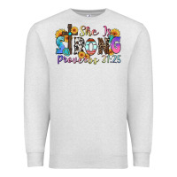Oatmeal Heather she is strong proverbs 31 25 Premium Sweatshirt - Zillion Design Studio