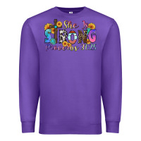 Purple she is strong proverbs 31 25 Premium Sweatshirt - Zillion Design Studio