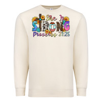Sandshell she is strong proverbs 31 25 Premium Sweatshirt - Zillion Design Studio