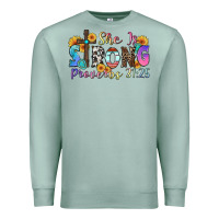 Seafoam she is strong proverbs 31 25 Premium Sweatshirt - Zillion Design Studio