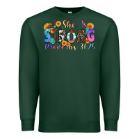 Sports Green she is strong proverbs 31 25 Premium Sweatshirt - Zillion Design Studio