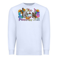 White she is strong proverbs 31 25 Premium Sweatshirt - Zillion Design Studio