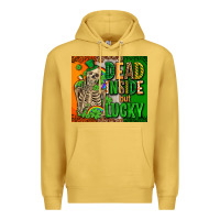 Antique Gold irish flag with shamrocks  dead inside but lucky Premium Hoodie - AdoDesignShop