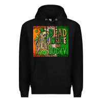 Black irish flag with shamrocks  dead inside but lucky Premium Hoodie - AdoDesignShop