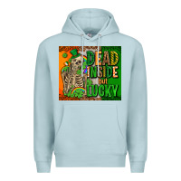 Blue Mist irish flag with shamrocks  dead inside but lucky Premium Hoodie - AdoDesignShop