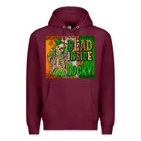 Burgundy irish flag with shamrocks  dead inside but lucky Premium Hoodie - AdoDesignShop
