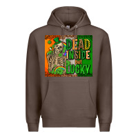 Coffee irish flag with shamrocks  dead inside but lucky Premium Hoodie - AdoDesignShop