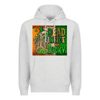 Dove Grey irish flag with shamrocks  dead inside but lucky Premium Hoodie - AdoDesignShop