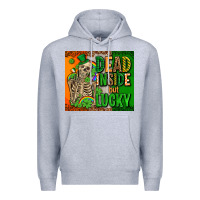 Heather Grey irish flag with shamrocks  dead inside but lucky Premium Hoodie - AdoDesignShop