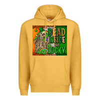 Mustard irish flag with shamrocks  dead inside but lucky Premium Hoodie - AdoDesignShop