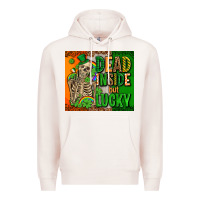 Pale Pink irish flag with shamrocks  dead inside but lucky Premium Hoodie - AdoDesignShop