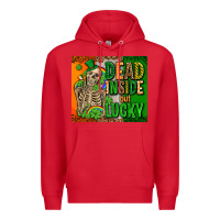 Red irish flag with shamrocks  dead inside but lucky Premium Hoodie - AdoDesignShop
