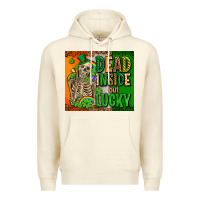 Sandshell irish flag with shamrocks  dead inside but lucky Premium Hoodie - AdoDesignShop