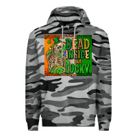 Slate Camo irish flag with shamrocks  dead inside but lucky Premium Hoodie - AdoDesignShop