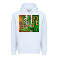 White irish flag with shamrocks  dead inside but lucky Premium Hoodie - AdoDesignShop