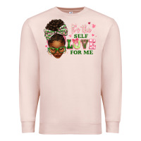 Pale Pink sorority colors it's the self love for me afro wom Premium Sweatshirt - texasbilliewilder