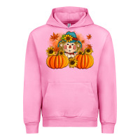 Fuchsia Pink fall scarecrow with pumpkins Urban Hoodie - Artiststas