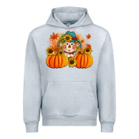 Heather Grey fall scarecrow with pumpkins Urban Hoodie - Artiststas