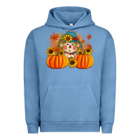 Pigment Pebble Blue fall scarecrow with pumpkins Urban Hoodie - Artiststas