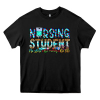 Black Nursing Student No Sleep No Money No Life Heavy Core Tee - CowhideDigitalArt