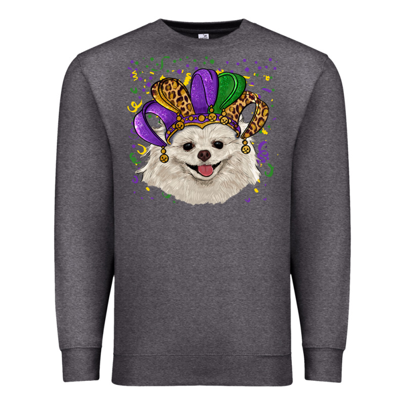 Mardi Gras White Pomeranian With Hat Premium Sweatshirt by RanaPortraitStore | Teevron