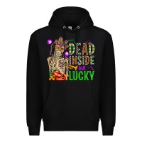 Black mardi gras dead inside but lucky  with skeleton Premium Hoodie - AdoDesignShop