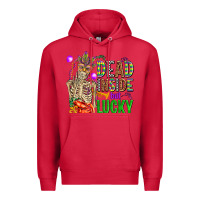 Cardinal mardi gras dead inside but lucky  with skeleton Premium Hoodie - AdoDesignShop