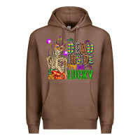 Chestnut mardi gras dead inside but lucky  with skeleton Premium Hoodie - AdoDesignShop