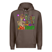 Coffee mardi gras dead inside but lucky  with skeleton Premium Hoodie - AdoDesignShop