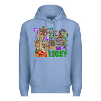 Colony Blue mardi gras dead inside but lucky  with skeleton Premium Hoodie - AdoDesignShop