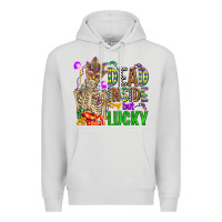 Dove Grey mardi gras dead inside but lucky  with skeleton Premium Hoodie - AdoDesignShop