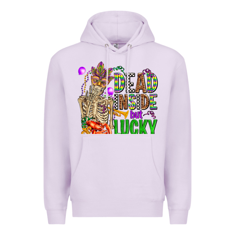 Mardi Gras Dead Inside But Lucky  With Skeleton Premium Hoodie by AdoDesignShop | Teevron