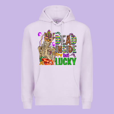 Mardi Gras Dead Inside But Lucky  With Skeleton Premium Hoodie Designed By Adodesignshop
