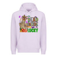 Lilac mardi gras dead inside but lucky  with skeleton Premium Hoodie - AdoDesignShop