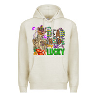 Oatmeal Heather mardi gras dead inside but lucky  with skeleton Premium Hoodie - AdoDesignShop