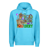 Ocean Blue mardi gras dead inside but lucky  with skeleton Premium Hoodie - AdoDesignShop