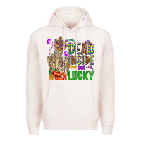 Pale Pink mardi gras dead inside but lucky  with skeleton Premium Hoodie - AdoDesignShop