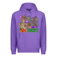 Purple mardi gras dead inside but lucky  with skeleton Premium Hoodie - AdoDesignShop