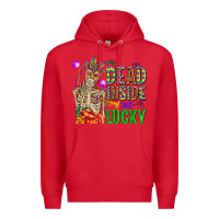 Red mardi gras dead inside but lucky  with skeleton Premium Hoodie - AdoDesignShop