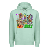 Seafoam mardi gras dead inside but lucky  with skeleton Premium Hoodie - AdoDesignShop
