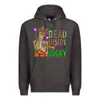 Smoke mardi gras dead inside but lucky  with skeleton Premium Hoodie - AdoDesignShop