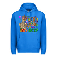 True Royal mardi gras dead inside but lucky  with skeleton Premium Hoodie - AdoDesignShop