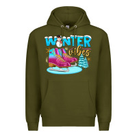 Army Green winter vibes Premium Hoodie - BundleAndBundleShop