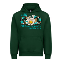 Forest Green with god all things are possible daisy Urban Hoodie - AdoDesignShop
