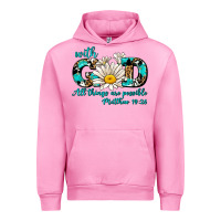Fuchsia Pink with god all things are possible daisy Urban Hoodie - AdoDesignShop
