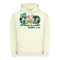 Pigment Pistachio with god all things are possible daisy Urban Hoodie - AdoDesignShop