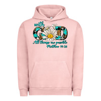 Pigment Salmon with god all things are possible daisy Urban Hoodie - AdoDesignShop