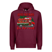 Burgundy christmas on the road Premium Hoodie - BundleAndBundleShop